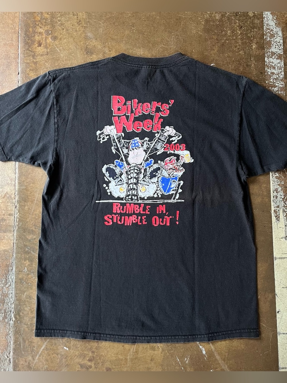 Vintage Y2K Dicks Last Resort Biker Rumble in Stumble Out Graphic T-Shirt Large